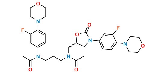 Picture of N-{3-[acetyl(3-fluoro-4-(morpholin-4-yl)phenyl)amino]propyl}-N-({(5S)-3-[3-fluoro-4-(morpholim-4-yl)phenyl]-2-oxo-1,3-oxazolidin-5-yl}methyl)acetamide