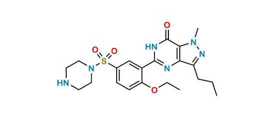 Picture of 5-(2-ethoxy-5-(piperazin-1-ylsulfonyl)phenyl)-1-methyl-3-propyl-1,6-dihydro-7H-pyrazolo[4,3-d]pyrimidin-7-one