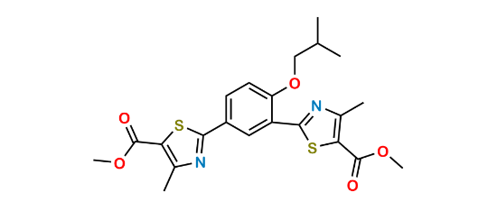 Picture of Febuxostat Impurity (Dimethyl 2,2'-(4-isobutoxy-1,3-phenylene)bis(4-methylthiazole-5-carboxylate))