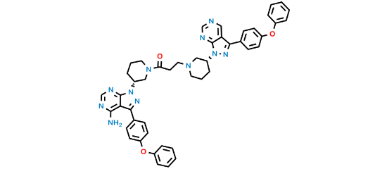 Picture of Ibrutinib Addition Adduct with (R)-1-(3-(4-Amino-3-(4-phenoxyphenyl)-1H-pyrazolo[3,4-d]pyrimidin-1-yl)piperidin-1-yl)