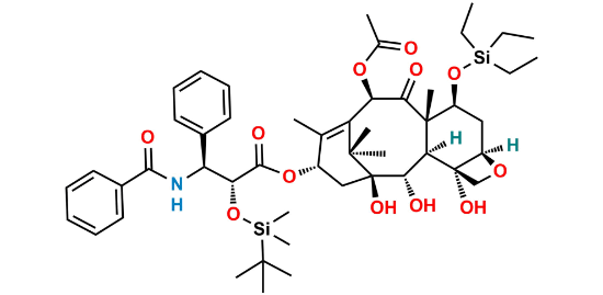 Picture of 2’-O-tert-Butyl(dimethyl)silyl-7-O-triethylsilyl-2-debenzoyl-4-desacetyl Paclitaxel