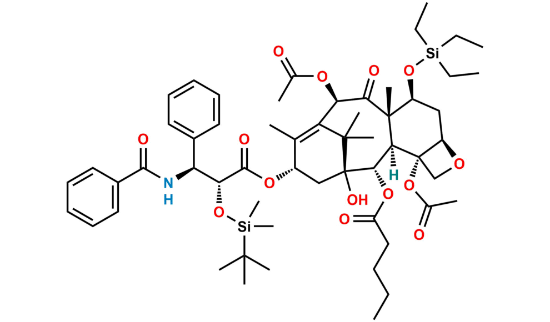 Picture of 7-O-(Triethylsilyl)-2’-O-tert-butyl(dimethyl)silyl 2-Debenzoyl Paclitaxel 2-Pentanoate