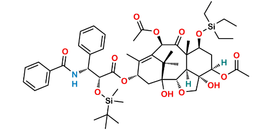 Picture of 7-O-(Triethylsilyl)-2’-O-tert-butyl(dimethyl)silyl-5-acetyl-4-desacetyl-2-debenzoyl-[2,4]oxol Paclitaxel