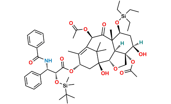 Picture of 7-O-(Triethylsilyl)-2’-O-tert-butyl(dimethyl)silyl-2-debenzoyl-[2,4]oxol Pacliaxel